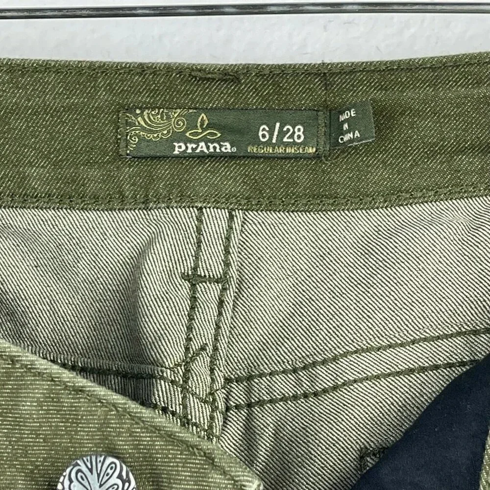 Prana Jeans Women's Size 6/28 x 31 Mid Rise Skinny Leg Stretch Denim Moss Green - Picture 8 of 9